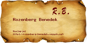 Rozenberg Benedek névjegykártya